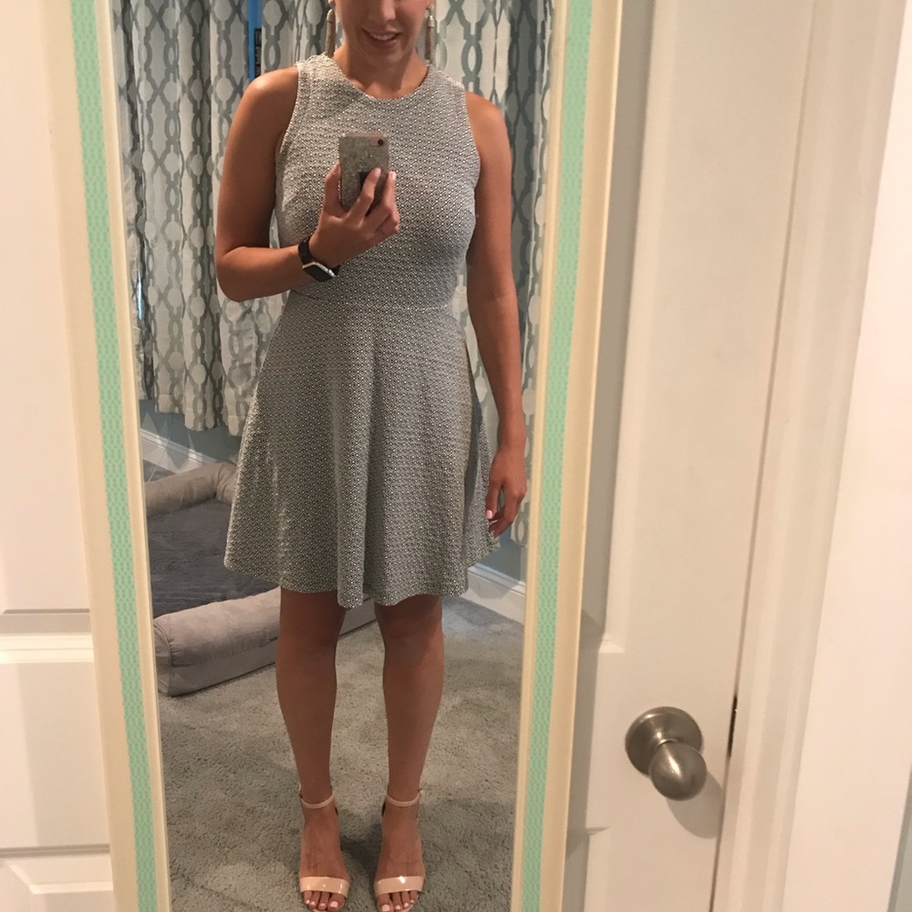 LOFT Fit and Flare Geometric Dress